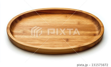 round wooden serving tray bamboo platter eco-friendly dish 131573872