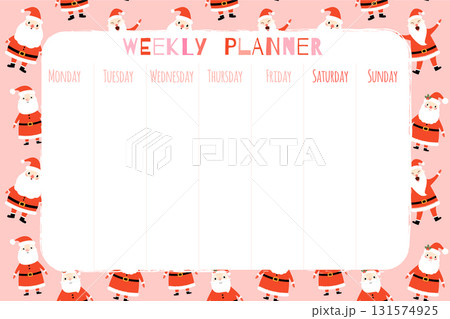 Cute Christmas and holiday weekly organizer with festive winter background pattern 131574925
