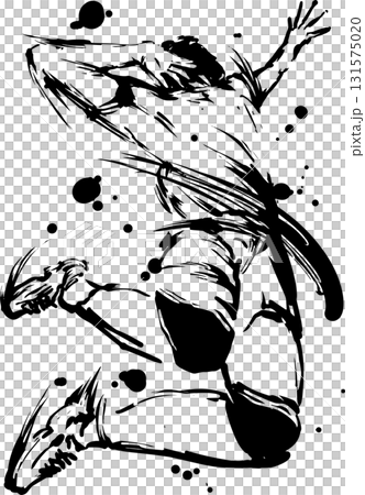 Ink painting illustration of a volleyball spike Ink painting illustration of a volleyball spike 131575020