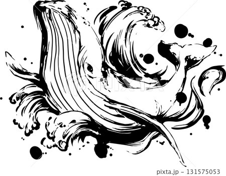 クジラの墨絵イラスト 131575053