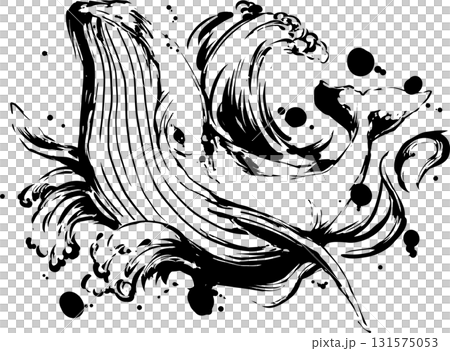 クジラの墨絵イラスト 131575053