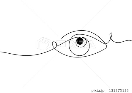 SEO Title: Human Eye Continuous One Line Drawing Vector. Abstract Vision and Sight Symbol. 131575133
