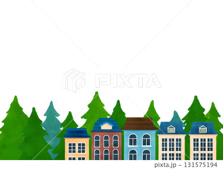 もみの木と住宅の水彩画 もみの木と住宅の水彩画 131575194