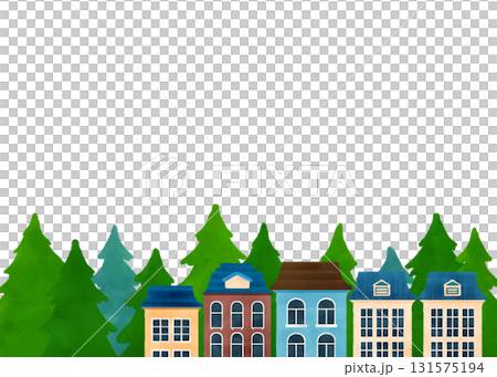 もみの木と住宅の水彩画 もみの木と住宅の水彩画 131575194