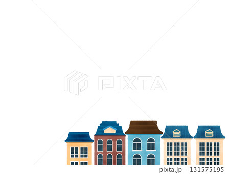 絵の具風のシンプルな街並み 131575195