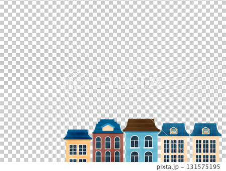 絵の具風のシンプルな街並み 131575195