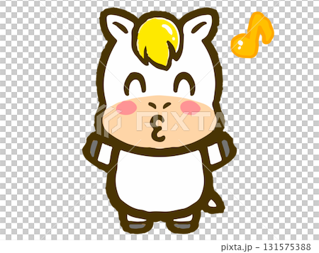 Doodle illustration of a happy horse 131575388