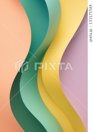 Abstract Pastel Paper Curves With Layered Waves Minimal Background 131575584