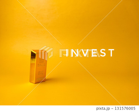 The image, featuring a gold bar and the word INVEST suggests the topic of gold investment. The image, featuring a gold bar and the word INVEST suggests the topic of gold investment. 131576005