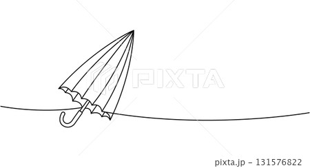 Simple folded umbrella outline in monoline art style, minimal vector parasol for weather and travel illustration Simple folded umbrella outline in monoline art style, minimal vector parasol for weather and travel illustration 131576822