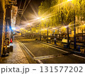 夜の温泉街を照らす街灯と柳のライトアップ（下呂市） 131577202