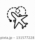 Plane is flying along the route vector design 131577228