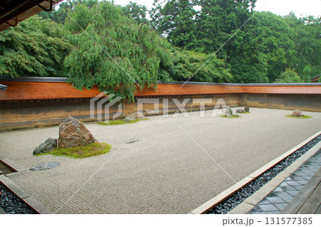 京都 龍安寺 石庭と油土塀の柿葺の屋根 京都 龍安寺 石庭と油土塀の柿葺の屋根 131577385