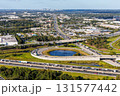 Aerial view on interstate crossing with Floridas Turnpike and Martin Andersen Beachline Expy with downtown in the background in Orlando, United States 131577442