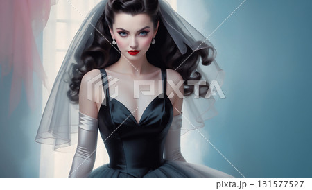 黒いドレスの女　AI生成素材 131577527