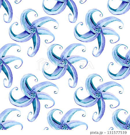 Summer flowers of morning glory, seamless pattern. Watercolor Ipomoea alba background Summer flowers of morning glory, seamless pattern. Watercolor Ipomoea alba background 131577539