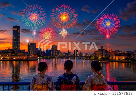 新潟港　朱鷺メッセなど　打上花火 131577618