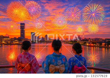 新潟港　朱鷺メッセなど　打上花火 131577619