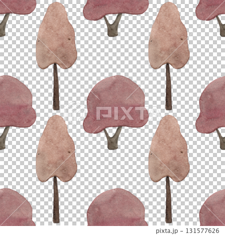 Autumn trees. Watercolor illustration. Seamless pattern for your design Autumn trees. Watercolor illustration. Seamless pattern for your design 131577626