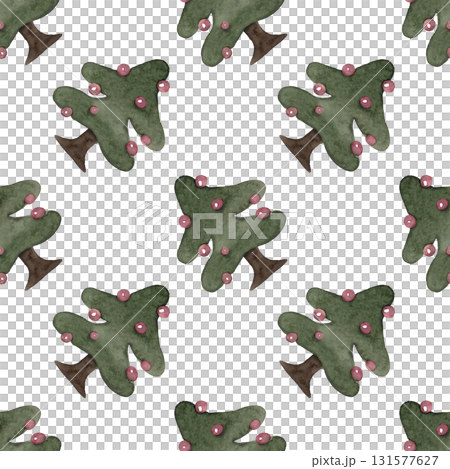 Green trees. Decorated Christmas trees. New Year's seamless pattern for your design Green trees. Decorated Christmas trees. New Year's seamless pattern for your design 131577627