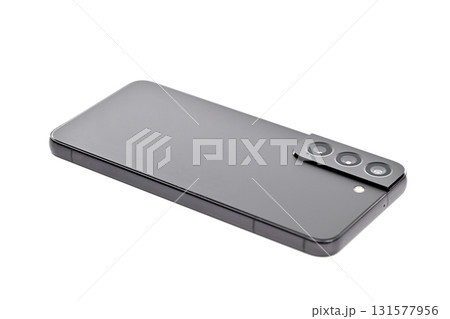 A black smartphone with a camera on the back A black smartphone with a camera on the back 131577956
