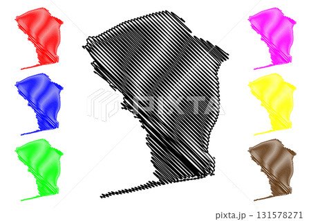 Mono Department (Departments of Benin, Republic of Benin, Dahomey) map vector illustration, scribble sketch Mono map 131578271