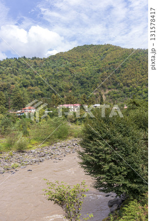 So called curly mountain covered with trees 131578417
