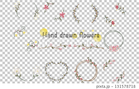 Hand-drawn cute flower frame set Hand-drawn cute flower frame set 131578718