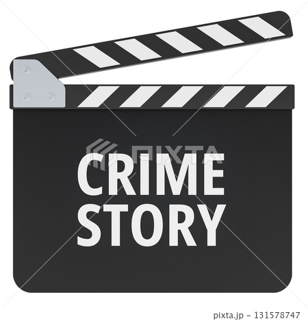 Crime Story, movie clapperboard. 3D rendering 131578747