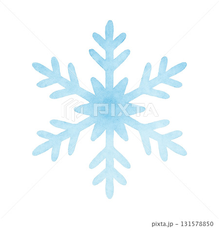 水色の雪の結晶アイコンの水彩イラスト素材（切り抜き） 131578850