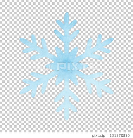 水色の雪の結晶アイコンの水彩イラスト素材（切り抜き） 131578850