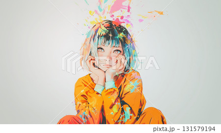 頬杖をつく女性 131579194