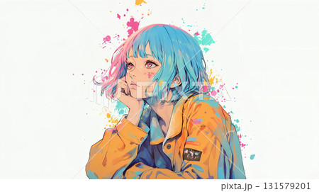 頬杖をつく女性 131579201