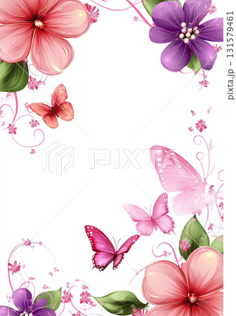 A vibrant, colorful arrangement of paper flowers and butterflies with a blank space in the center, creating a visually appealing and artistic design. A vibrant, colorful arrangement of paper flowers and butterflies with a blank space in the center, creating a visually appealing and artistic design. 131579461
