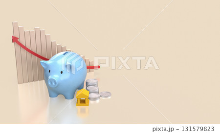 The Piggy Bank and Coins for Business or earn concept 3d rendering. 131579823