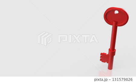 The Red Key On white Background for Security concept 3d Rendering. 131579826