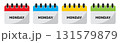 Monday calendar icon set in red, blue, yellow and green. Set of flat monday calendar icons isolated on a white background 131579879