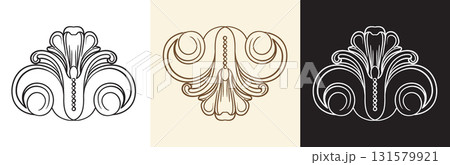 Set of damask hand drawing design element illustration Set of damask hand drawing design element illustration 131579921