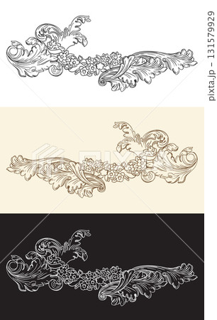 Bundle of three vintage ornaments vector design element Bundle of three vintage ornaments vector design element 131579929