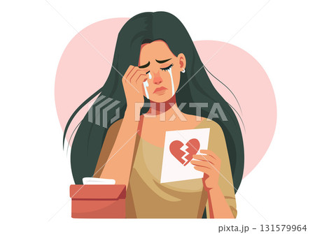 Illustration of a woman crying because of love 131579964