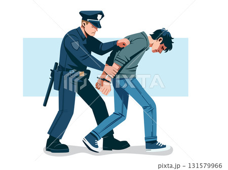Flat illustration of police arresting a suspect. Flat illustration of police arresting a suspect. 131579966