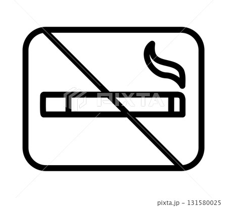 No smoking icon in outline style. Black and white warning sign with cigarette and prohibition symbol. Ideal for posters, stickers, education, public spaces, and print projects. No smoking icon in outline style. Black and white warning sign with cigarette and prohibition symbol. Ideal for posters, stickers, education, public spaces, and print projects. 131580025