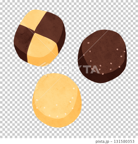 アイスボックスクッキー3種類　水彩風手描きイラスト 131580353