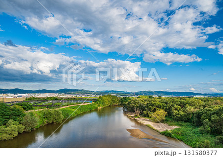 木津川風景 新木津川大橋からの景観 京都府八幡市 久御山町 木津川風景 新木津川大橋からの景観 京都府八幡市 久御山町 131580377