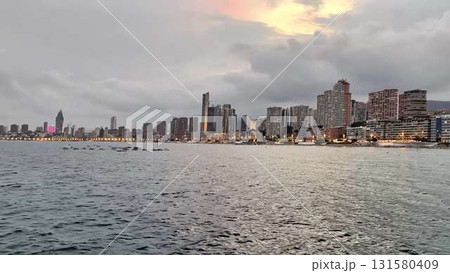 The Beautiful Scenic Coastal City Skyline at Dusk Showcasing Reflections on Water The Beautiful Scenic Coastal City Skyline at Dusk Showcasing Reflections on Water 131580409