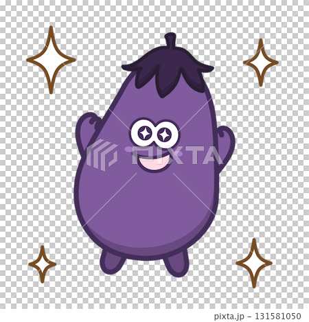 A cute and sparkling eggplant character illustration A cute and sparkling eggplant character illustration 131581050