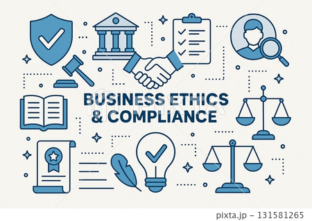 ビジネス倫理とコンプライアンスの概念イラスト ビジネス倫理とコンプライアンスの概念イラスト 131581265
