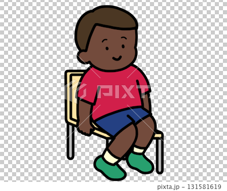 坐在椅子上的黑人男孩 坐在椅子上的黑人男孩 131581619