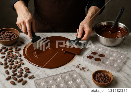 ショコラティエのチョコレート作り 131582385