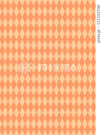 ダイヤ柄パターン柄の背景イラスト素材　オレンジ色系　秋冬のハロウィンカラー10月 131582590